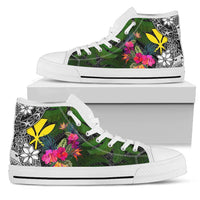 Hawaii High Top Shoes - Turtle Plumeria Banana Leaf Unisex White - Polynesian Pride