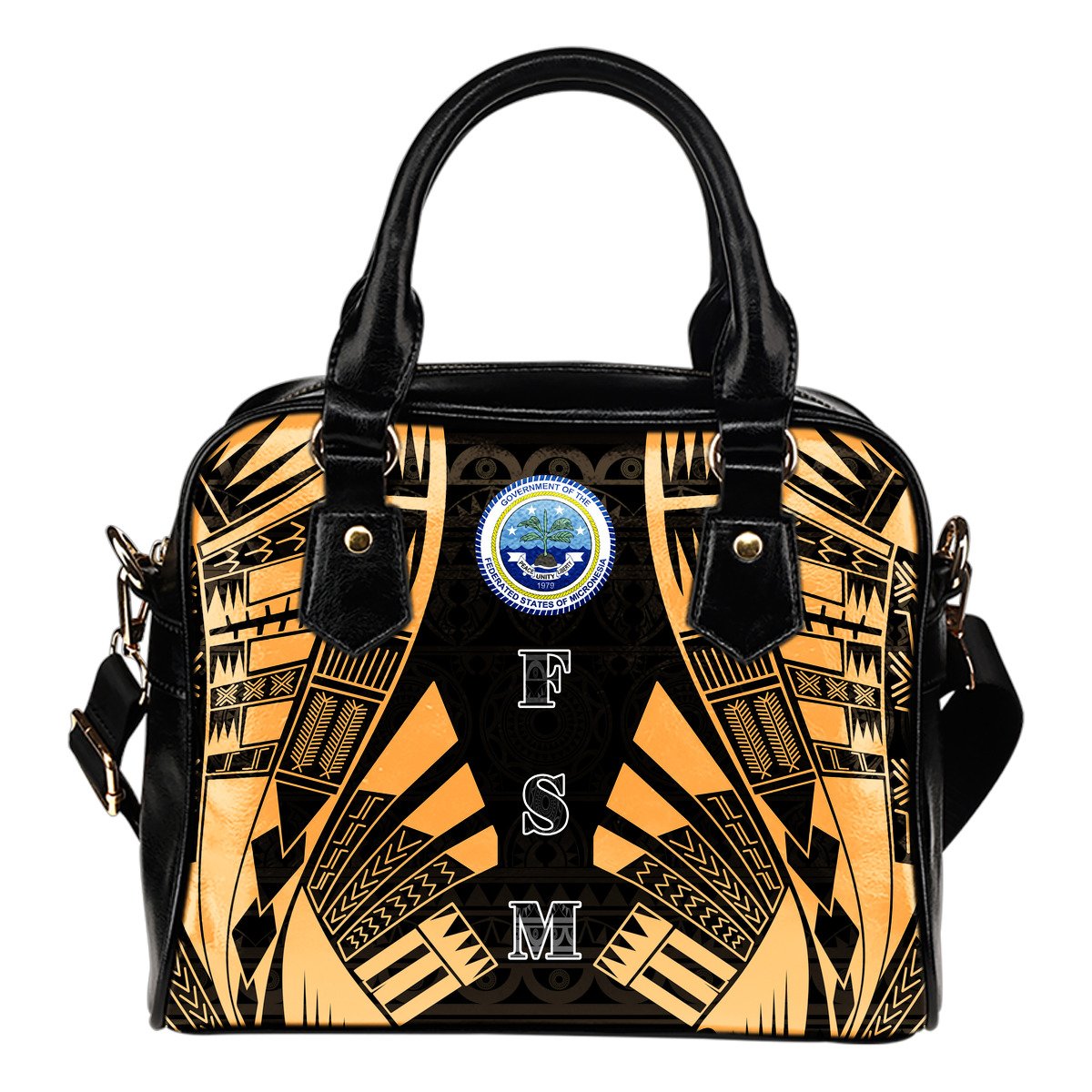 Federated States Of Micronesia Shoulder Handbag - Polynesian Tattoo Gold One Size Gold - Polynesian Pride