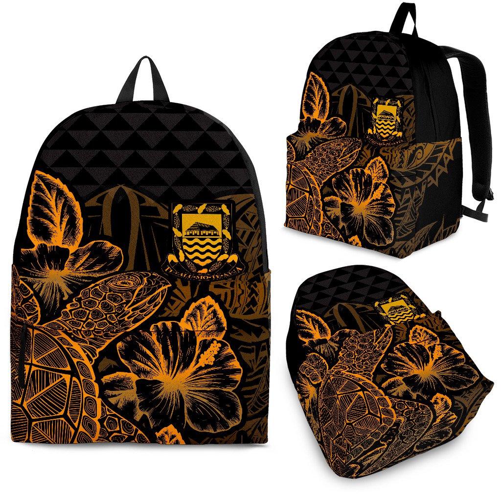 Tuvalu Polynesian Backpack Turtle Hibiscus Gold Gold - Polynesian Pride