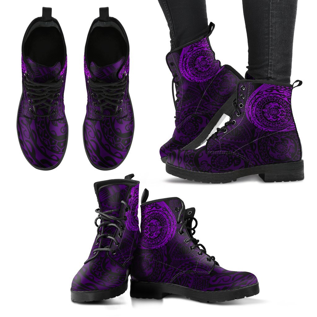 Polynesian Tattoo Style Leather Boots Purple A7 - Polynesian Pride