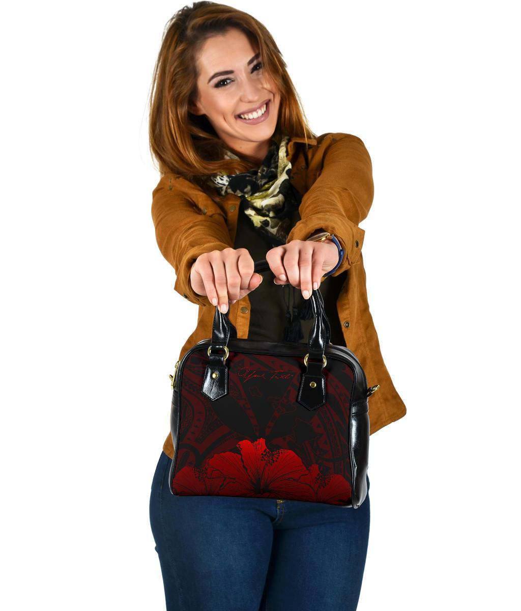 Personalised - Hawaii Royal Hibiscus Polynesian Tribal Shoulder Handbag Red AH - Polynesian Pride