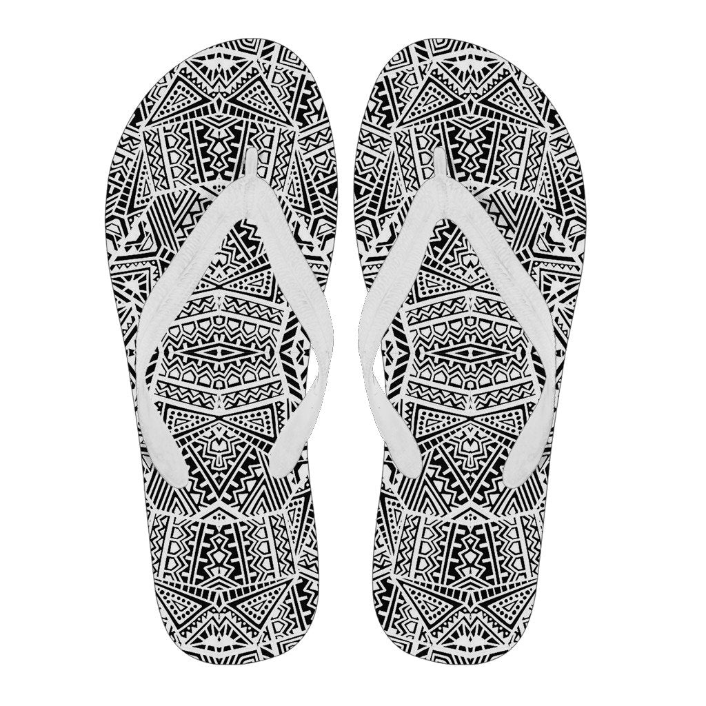 Polynesian Flip Flops White And Black Women's Flip Flops White - Polynesian Pride