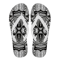 Polynesian Tribal Flip Flops White And Black Women's Flip Flops White - Polynesian Pride