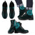 Polynesian Smiling Tiki Leather Boots Blue A7 - Polynesian Pride