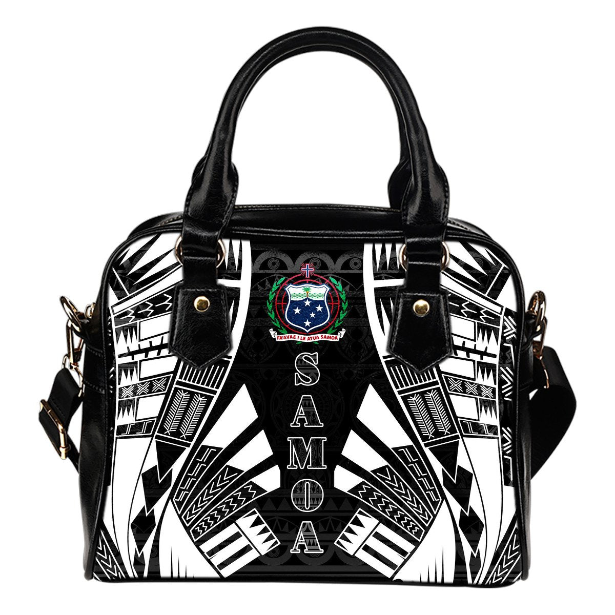 Samoa Shoulder Handbag - Polynesian Tattoo Black One Size Black - Polynesian Pride