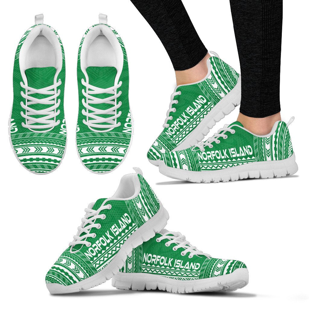 Norfolk Island Sneakers - Norfolk Island Polynesian Chief Tattoo Green Version - Polynesian Pride