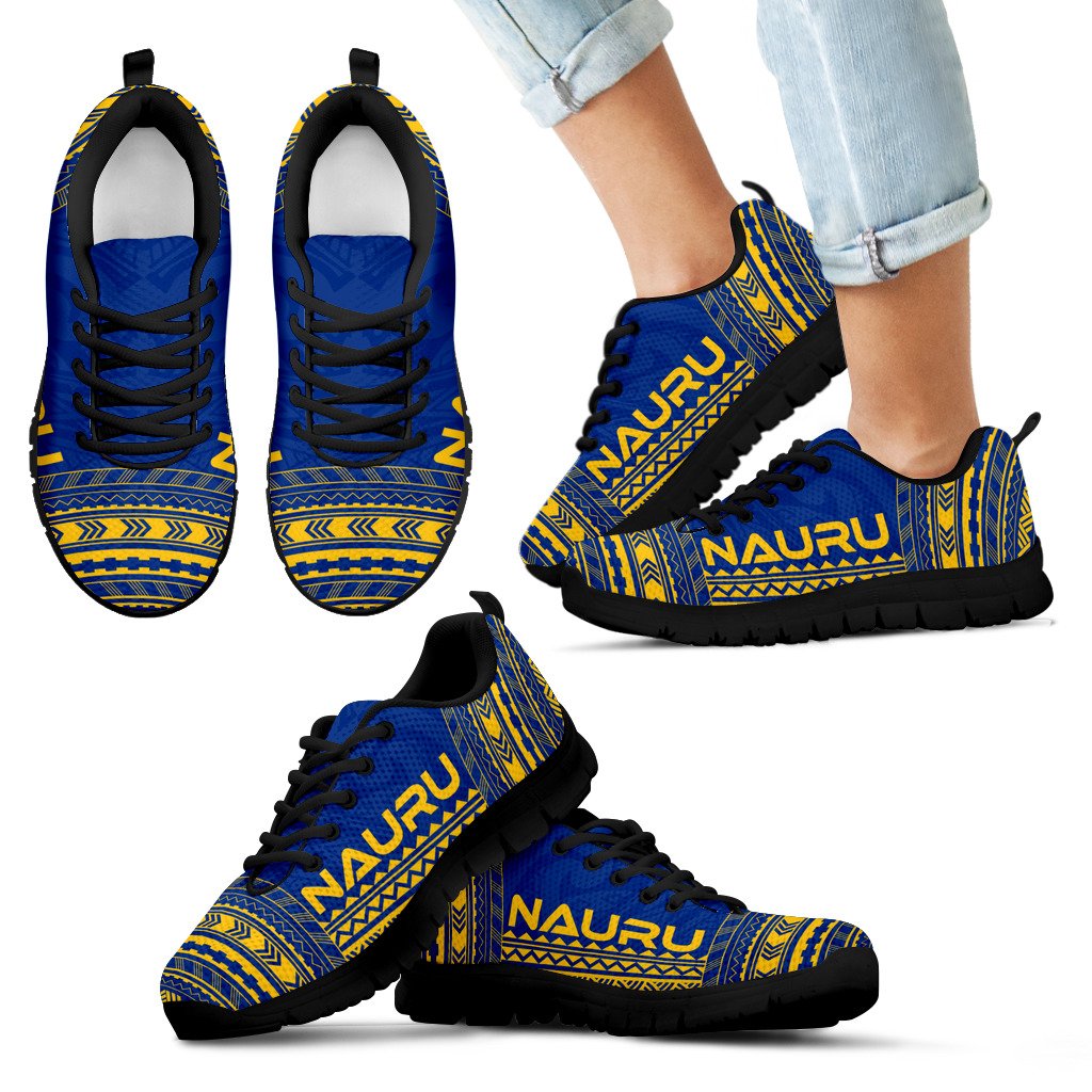 Nauru Sneakers - Nauru Polynesian Chief Tattoo Blue Yellow Version - Polynesian Pride
