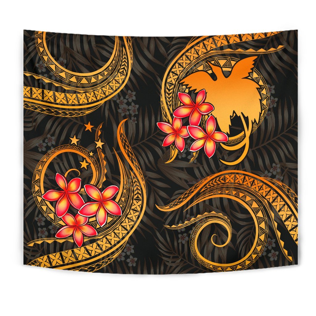 Papua New Guinea Tapestry - Gold Plumeria - Polynesian Pride