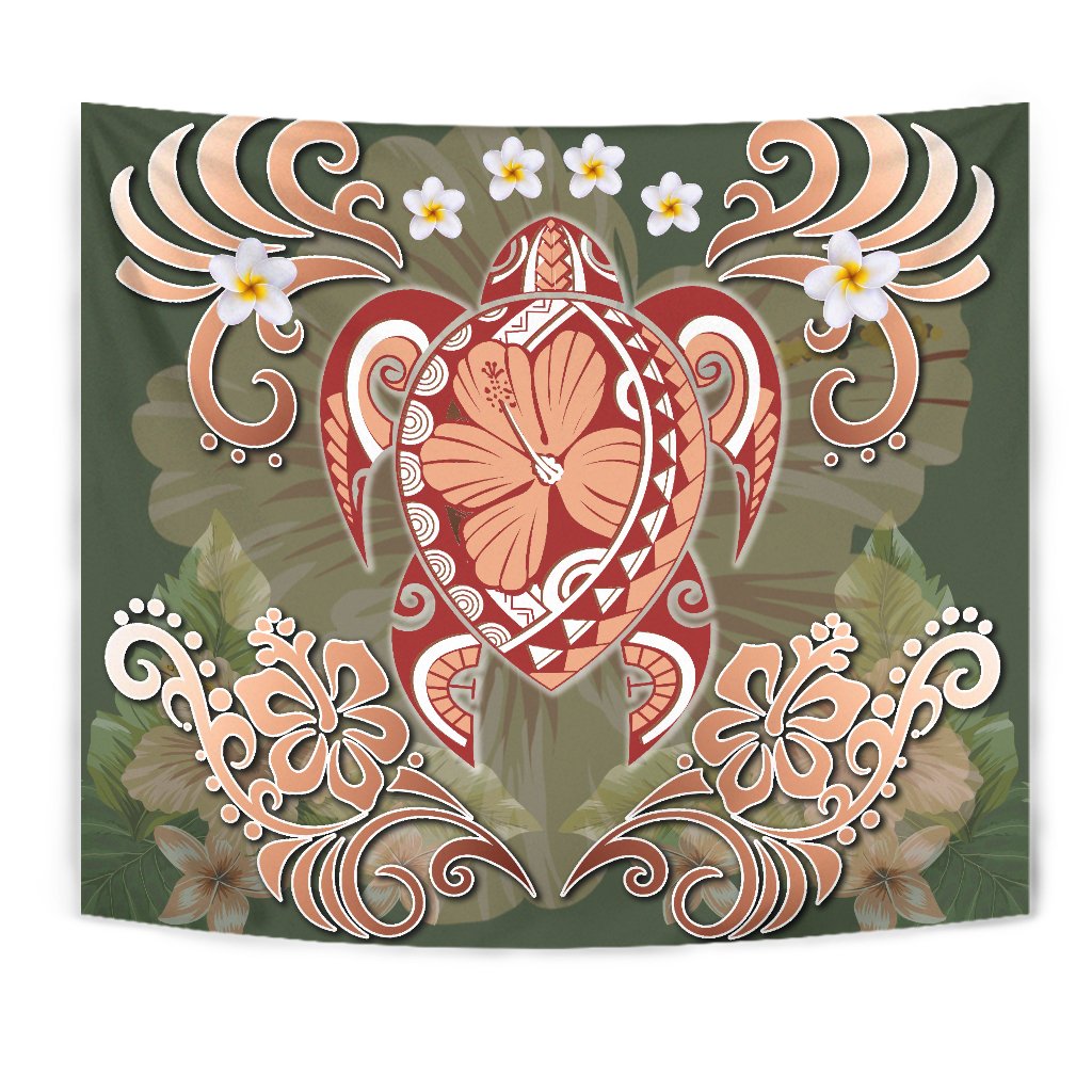 Hawaii Turtle Hibiscus Plumeria Tapestry - Jessi Style - AH - Polynesian Pride