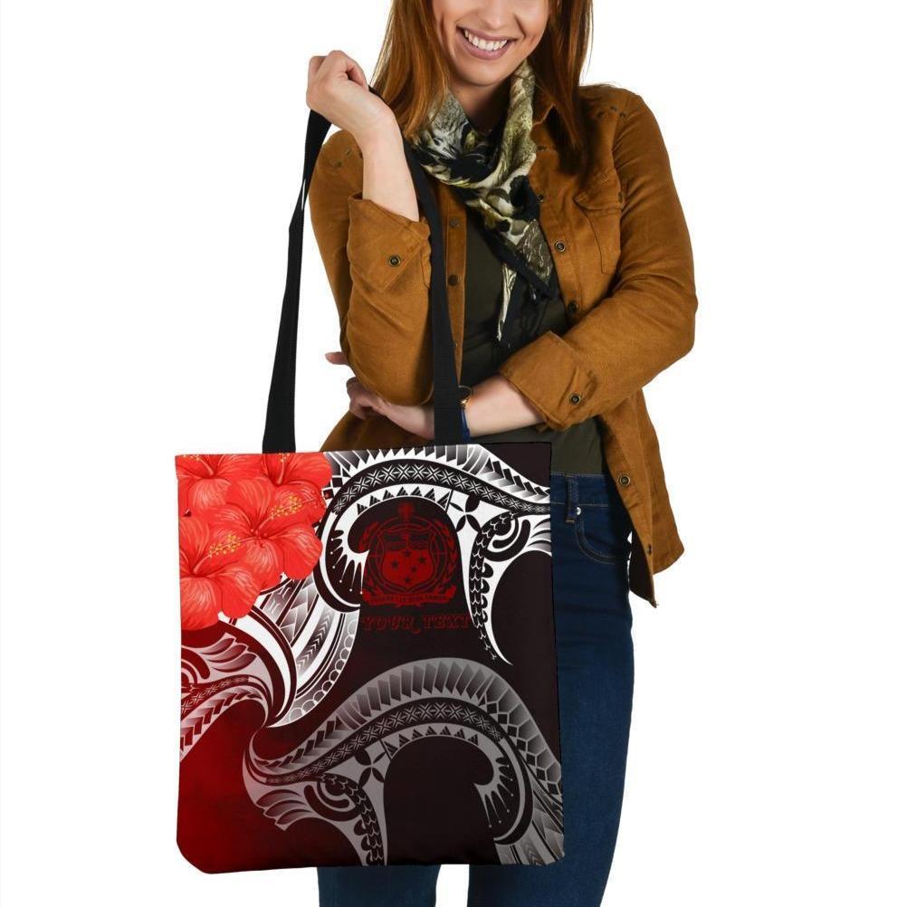 Samoa Custom Personalised Tote Bags - Samoa Seal Wave Style (Red) Tote Bag One Size Red - Polynesian Pride