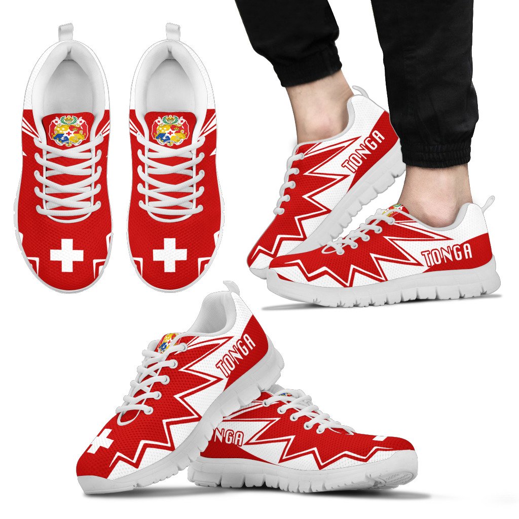 Tonga Sneakers - Tonga Coat Of Arms Thunder Style Unisex White - Polynesian Pride
