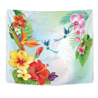 Hibiscus In Jung Tapestry Wall Tapestry White - Polynesian Pride
