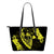 Hawaii Hibiscus Banzai Surfing Small Leather Tote Bag Yellow Yellow - Polynesian Pride