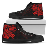 Polynesian Hawaii High Top Shoes - Kanaka Maoli Red Turtle Unisex Black - Polynesian Pride