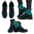 Polynesian Smiling Tiki Leather Boots Blue A7 - Polynesian Pride