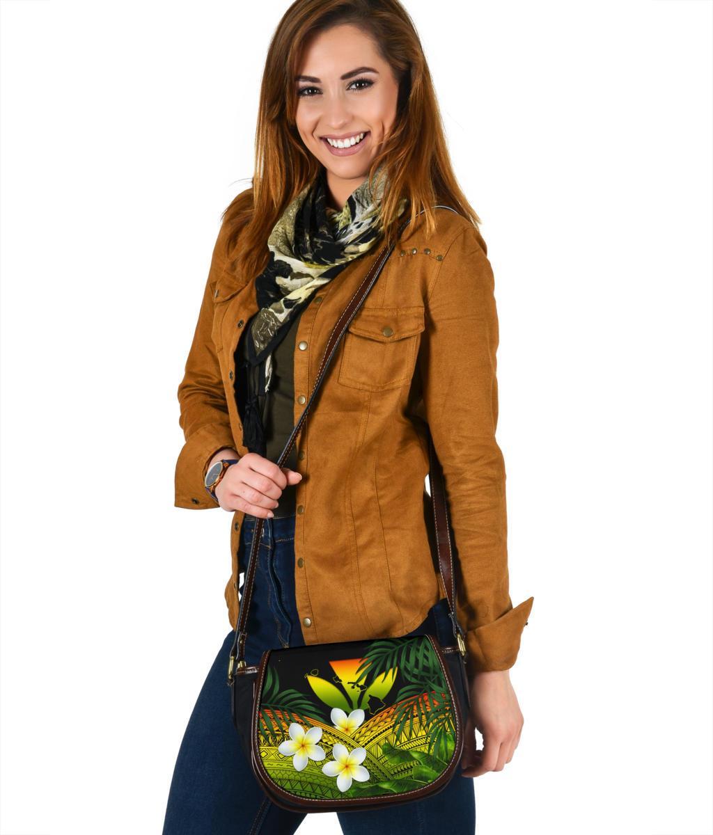 Kanaka Maoli (Hawaiian) Saddle Bag, Polynesian Plumeria Banana Leaves Reggae Saddle Bag One Size Reggae - Polynesian Pride