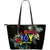 Cook Islands Hibiscus Large Leather Tote Bag Black - Polynesian Pride