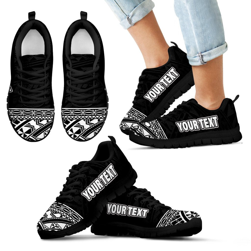 Polynesian Custom Personalised Sneakers - Polynesian Tattoo Black Style - Polynesian Pride
