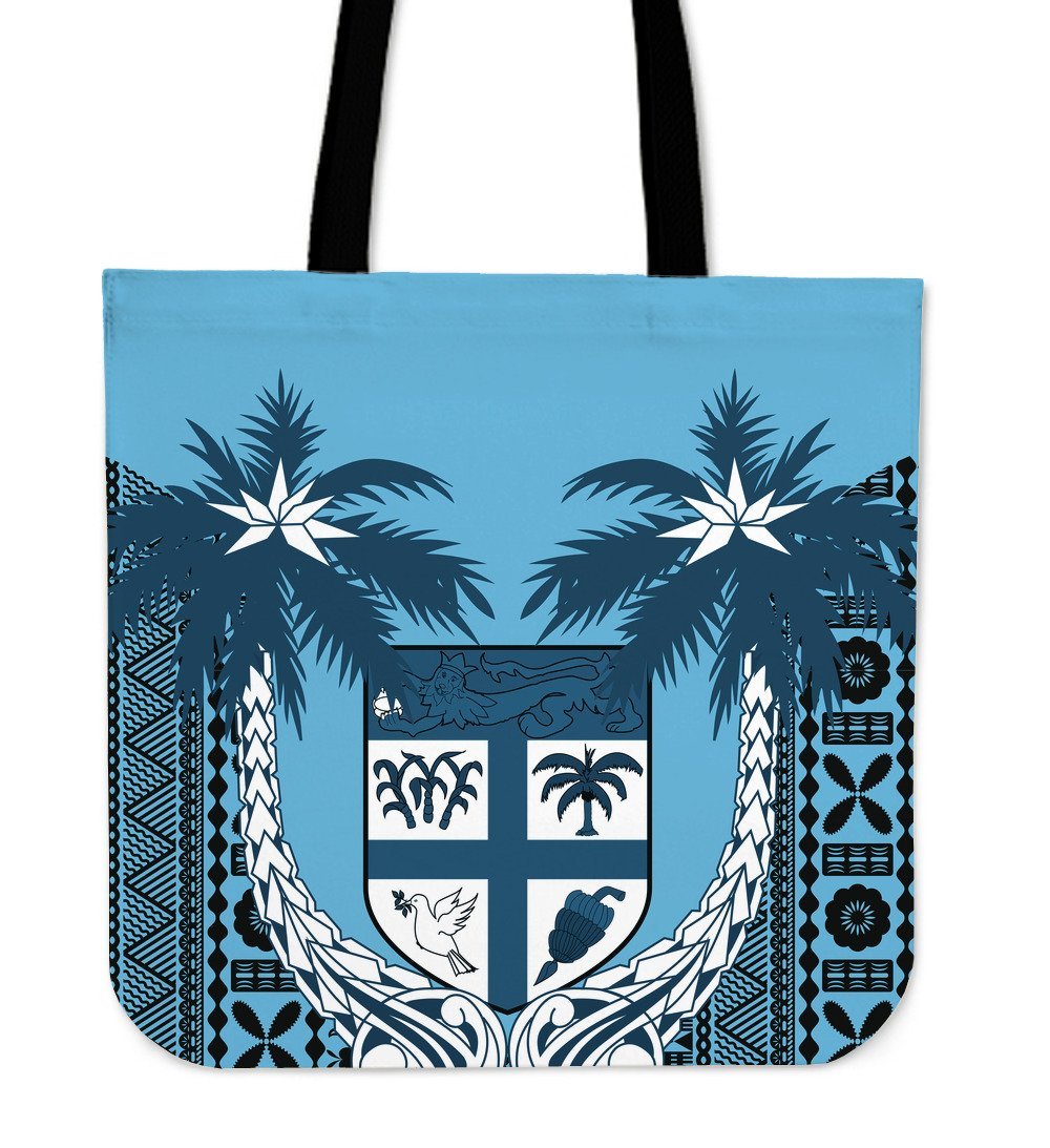 Fiji Tapa Coconut Tote Bags A02 Tote Bag One Size Blue - Polynesian Pride