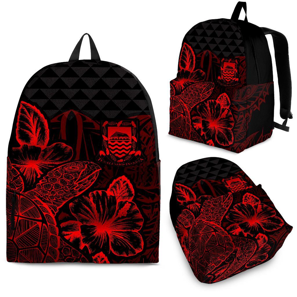 Tuvalu Polynesian Backpack Turtle Hibiscus Red Red - Polynesian Pride