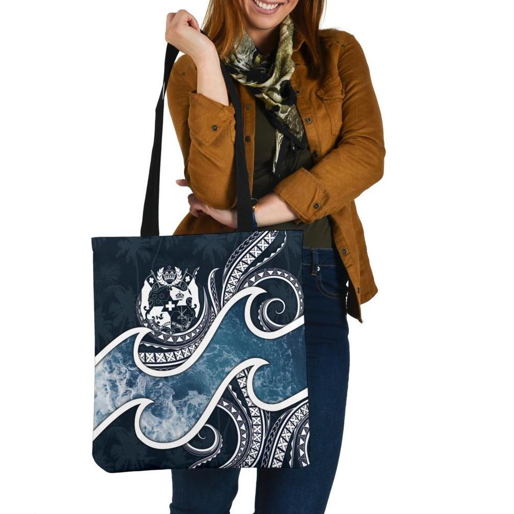 Tonga Polynesian Tote Bag - Ocean Style Tote Bag One Size Blue - Polynesian Pride