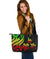 New Caledonia Large Leather Tote - Reggae Tentacle Turtle Reggae - Polynesian Pride