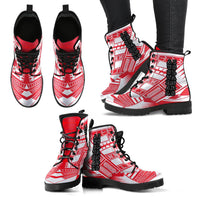 Austral Islands Leather Boots - Polynesian Tattoo Flag - Polynesian Pride