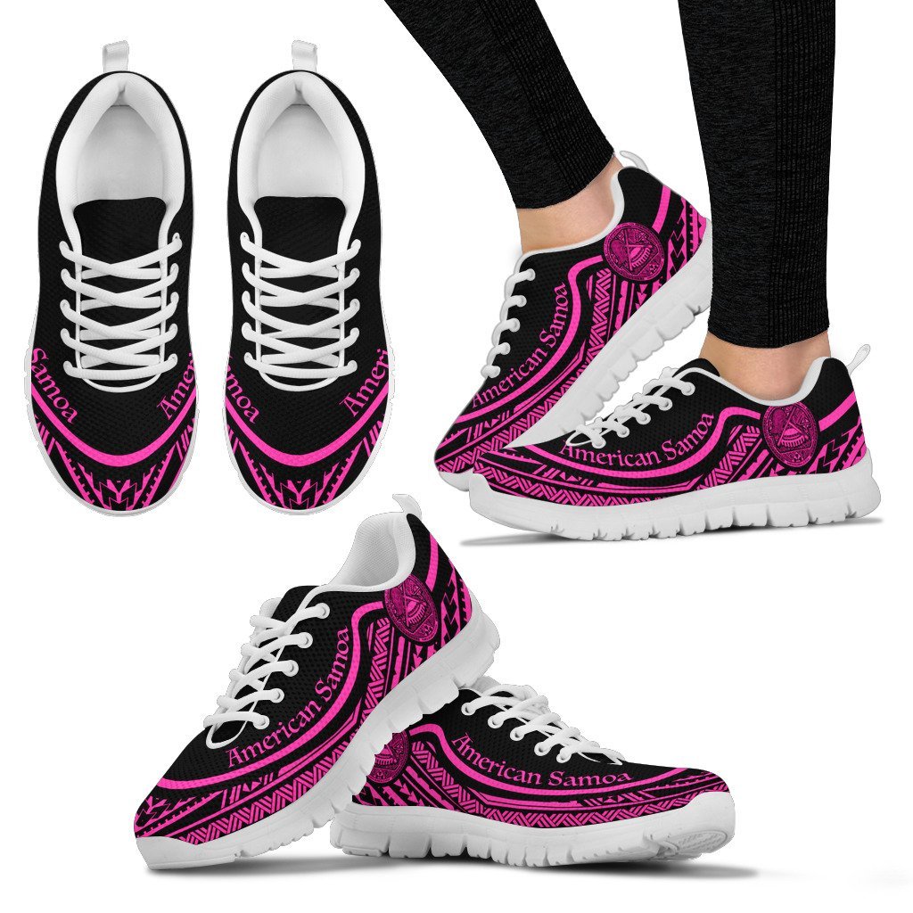 American Samoa Wave Sneakers Pink Color Women's Sneakers - White - American Samoa White - Polynesian Pride