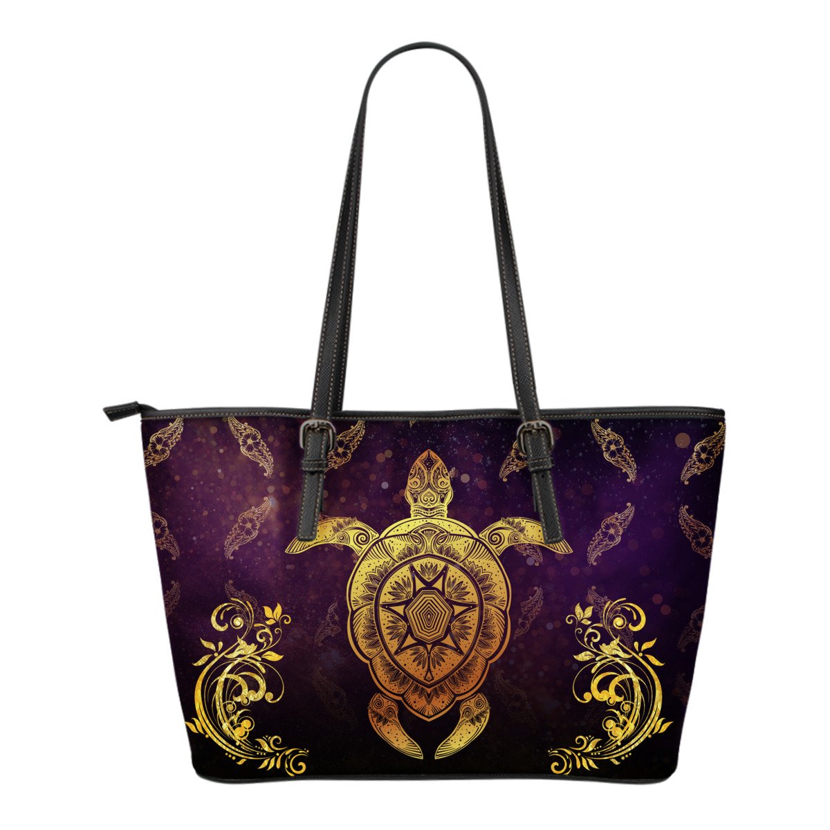 Turtle Small Leather Tote Bag 02 White - Polynesian Pride