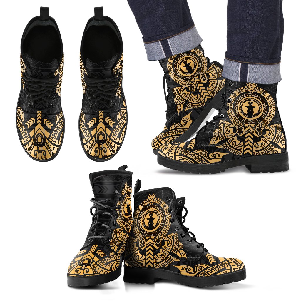 Northern Mariana Islands Leather Boots - Tribal Gold Gold - Polynesian Pride