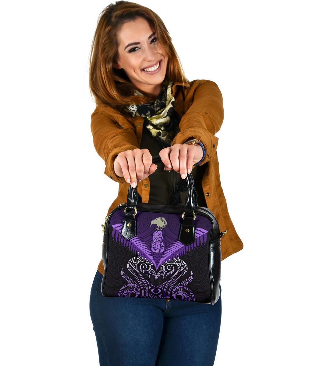 Maori Manaia New Zealand Shoulder Handbag Purple One Size Purple - Polynesian Pride