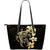 Hibiscus Plumeria Mix Polynesian Gold Turtle Large Leather Tote Gold - Polynesian Pride