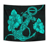 Anchor Turquoise Poly Tribal Tapestry Wall Tapestry Turquoise - Polynesian Pride