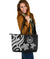 Tahiti Polynesian Large Leather Tote Bag - White Tentacle Turtle White - Polynesian Pride