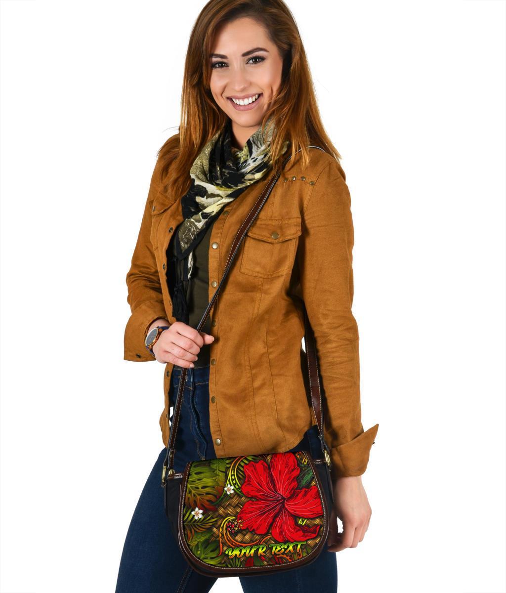 Hawaii Lauhala Hibiscus Polynesian Tropical Canvas Saddle Bag Reggae - Wake Style - AH One Sizez Reggae Canvas Saddle Bag - Polynesian Pride