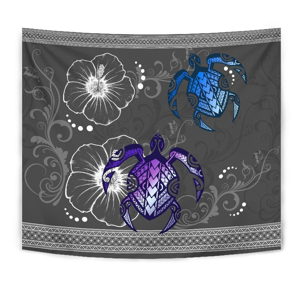 Hawaii Turtle Hibiscus Polynesian Tapestry - Miki Style - Polynesian Pride