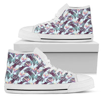 Hawaiian Shoes - Tropical Monstera Leaf High Top Shoes Womens High Top White - Polynesian Pride