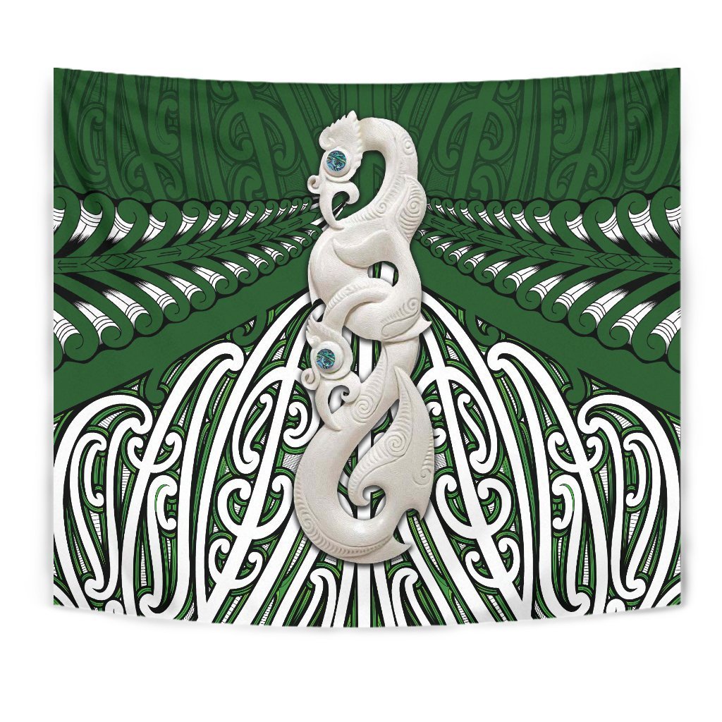 Maori Moko Tattoo Tapestry, Manaia Pounamu - Polynesian Pride