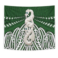 Maori Moko Tattoo Tapestry, Manaia Pounamu - Polynesian Pride
