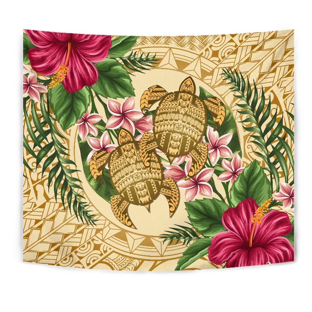 hawaiiTapestry - Turtle Strong Pattern Hibiscus Plumeria AH - Polynesian Pride