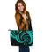 New Zealand Maori Mangopare Large Leather Tote Polynesian - Turquoise Turquoise - Polynesian Pride