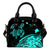 Hawaii Map Plumeria Polynesian Turquoise Turtle Shoulder Handbag One Size Turquoise - Polynesian Pride