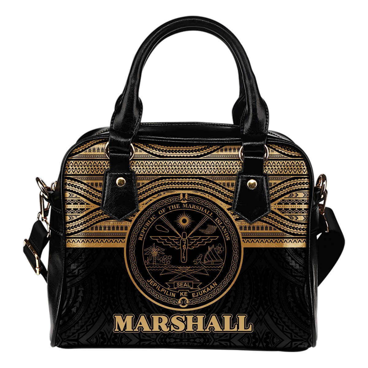 Marshall Islands Shoulder Handbag - Gold Version One Size Black - Polynesian Pride
