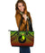 Polynesian Yap Leather Tote Bag - Reggae Vintage Polynesian Patterns Black - Polynesian Pride