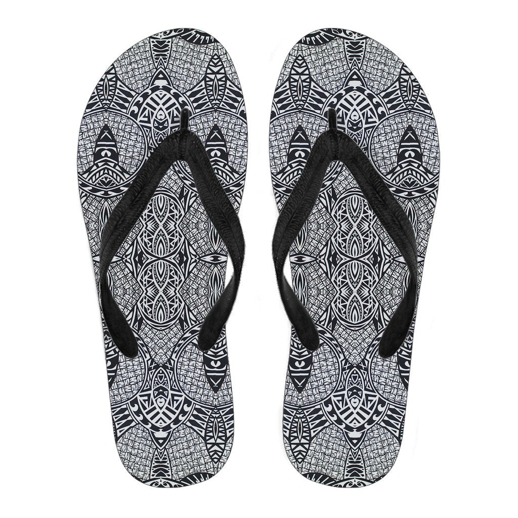Polynesian Flip Flops Black And White - Polynesian Pride