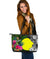 Palau Large Leather Tote Bag - Turtle Plumeria Banana Leaf - Polynesian Pride