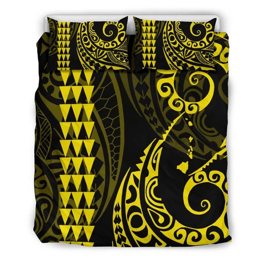 Hawaiian Map Polynesian Bedding Set Yellow Yellow - Polynesian Pride