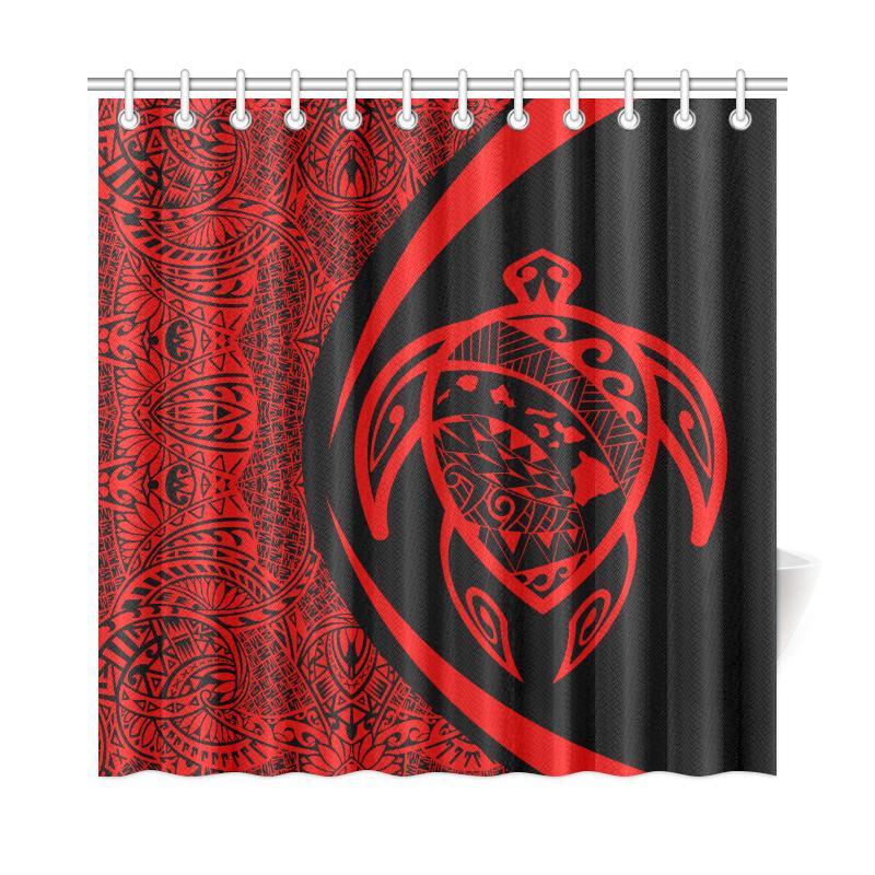 Hawaii Turtle Map Polynesian Shower Curtain - Red - Circle Style 177 x 172 (cm) Red - Polynesian Pride