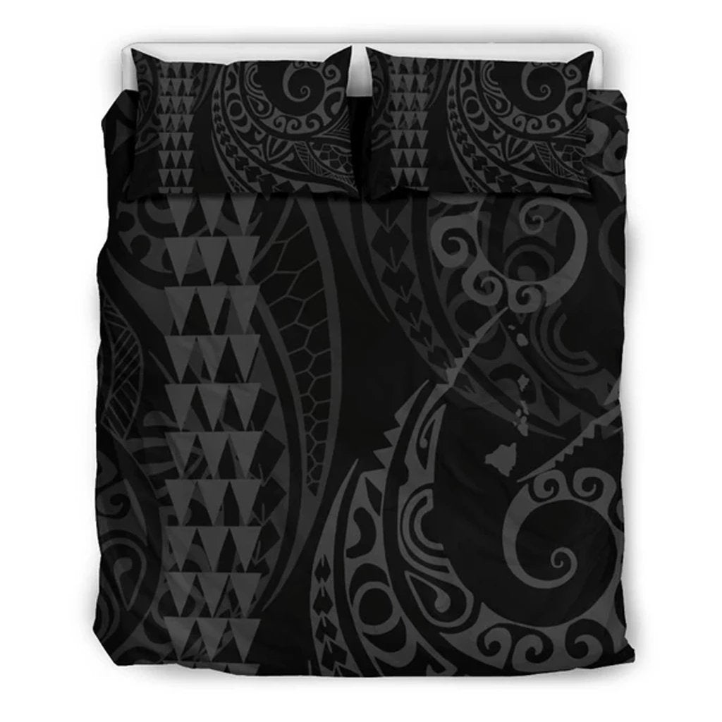 Hawaiian Map Polynesian Bedding Set Grey Grey - Polynesian Pride