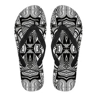 Polynesian Tribal Flip Flops White And Black Men's Flip Flops Black - Polynesian Pride